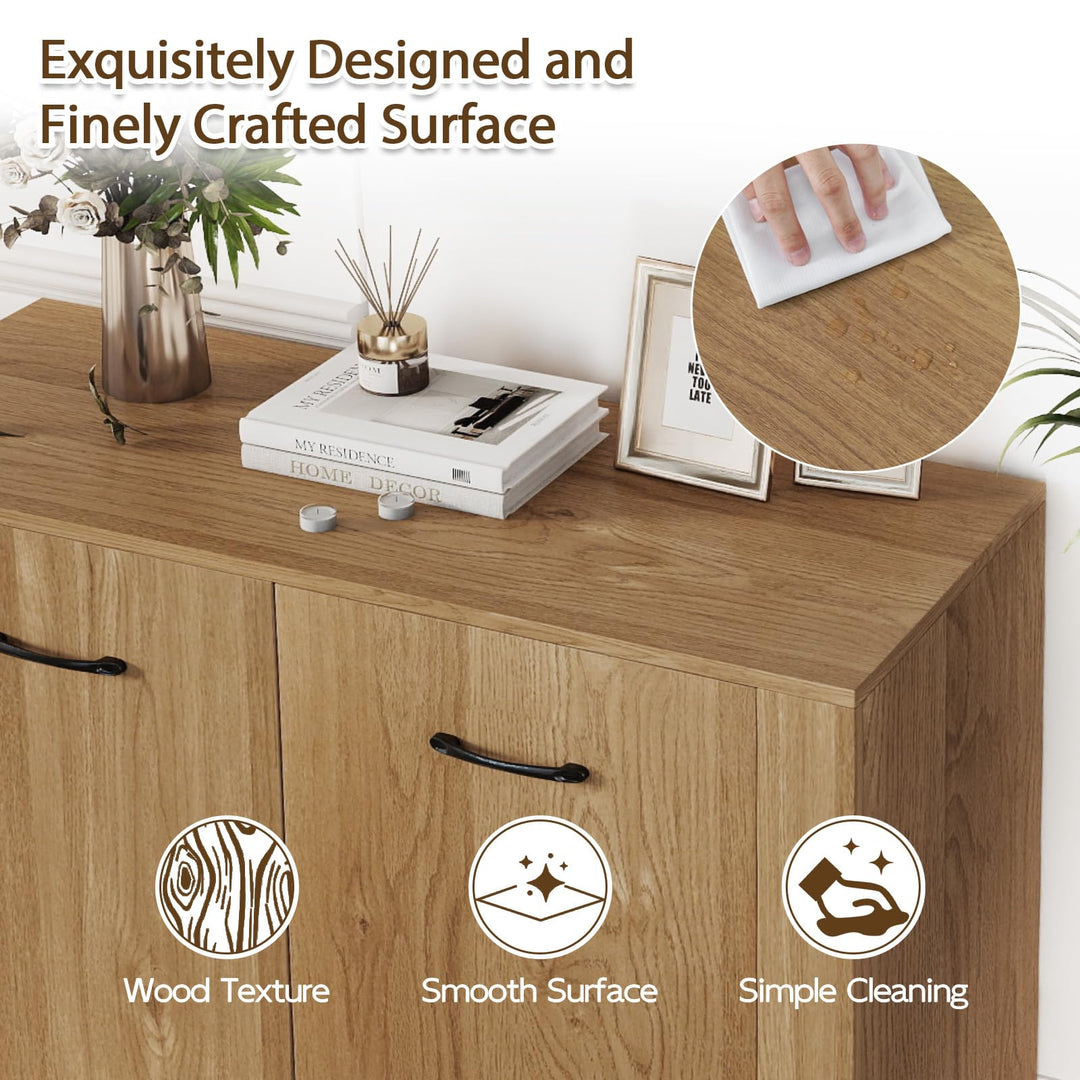 Giantex 38" Modern Storage Cabinet with 2 Doors and 4 Cubic Shelves