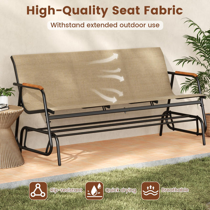 Giantex 3-Person Swing Gliding Loveseat with Curved Teak Armrests