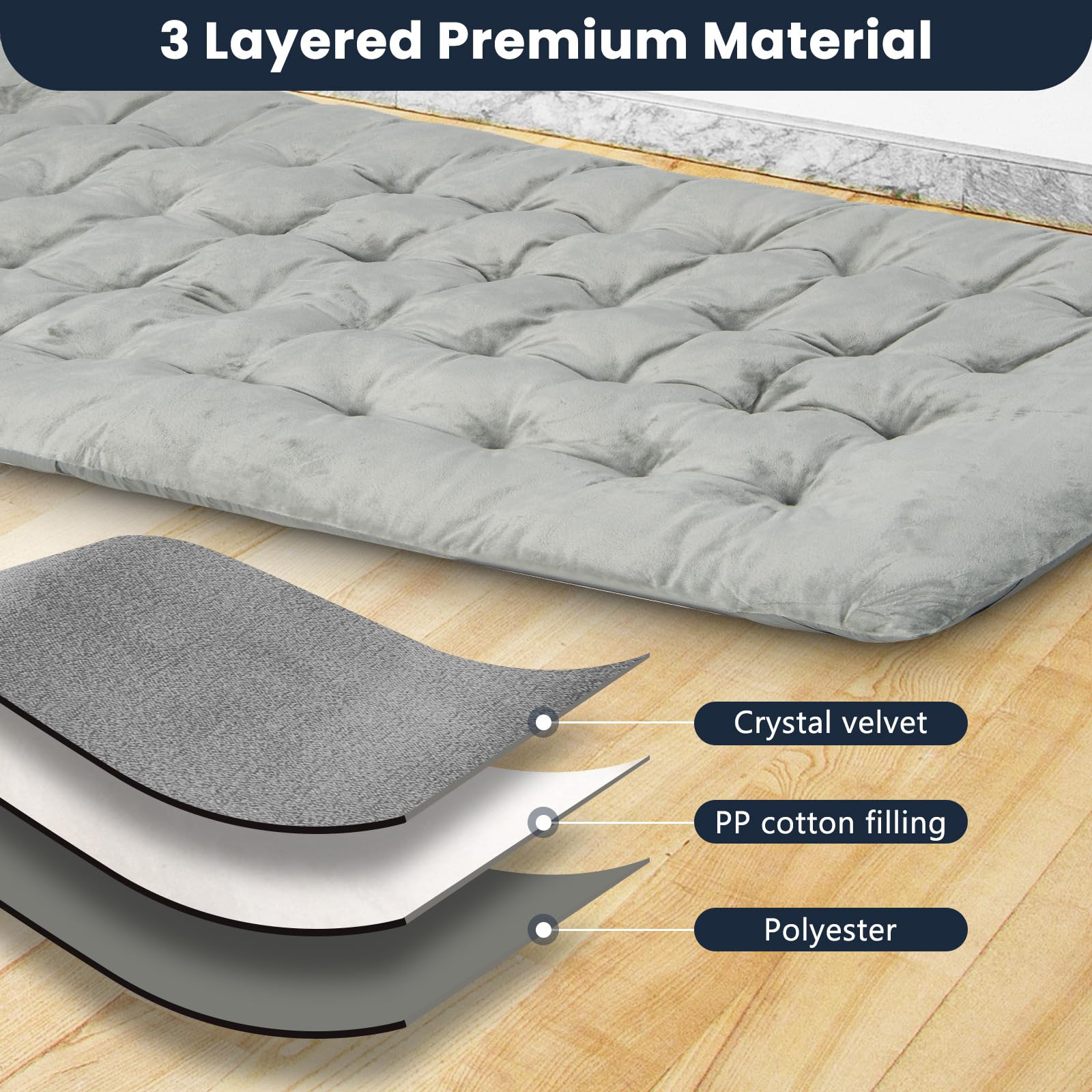 Giantex Camping Cot Pad, 75" x 27.5" x 3" Recliner Cushion with 4 Fixing Straps, Thickened Cushion for Lounge Chair and Swing
