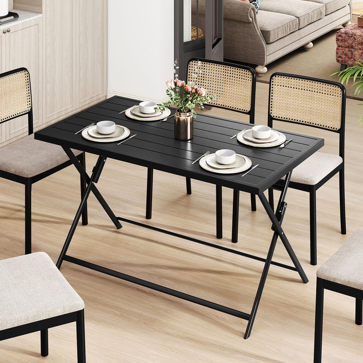 Giantex 48"x30" Rectangular Metal Folding Outdoor Dining Table for 4-6 Person