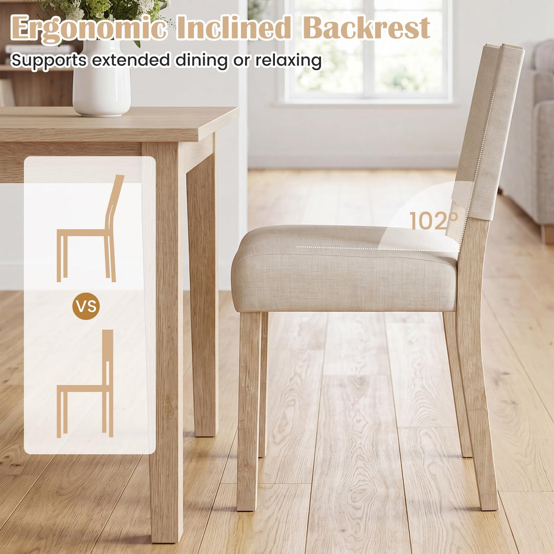 Giantex Set of 2/4 Upholstered Dining Chairs with Linen Fabric Seat