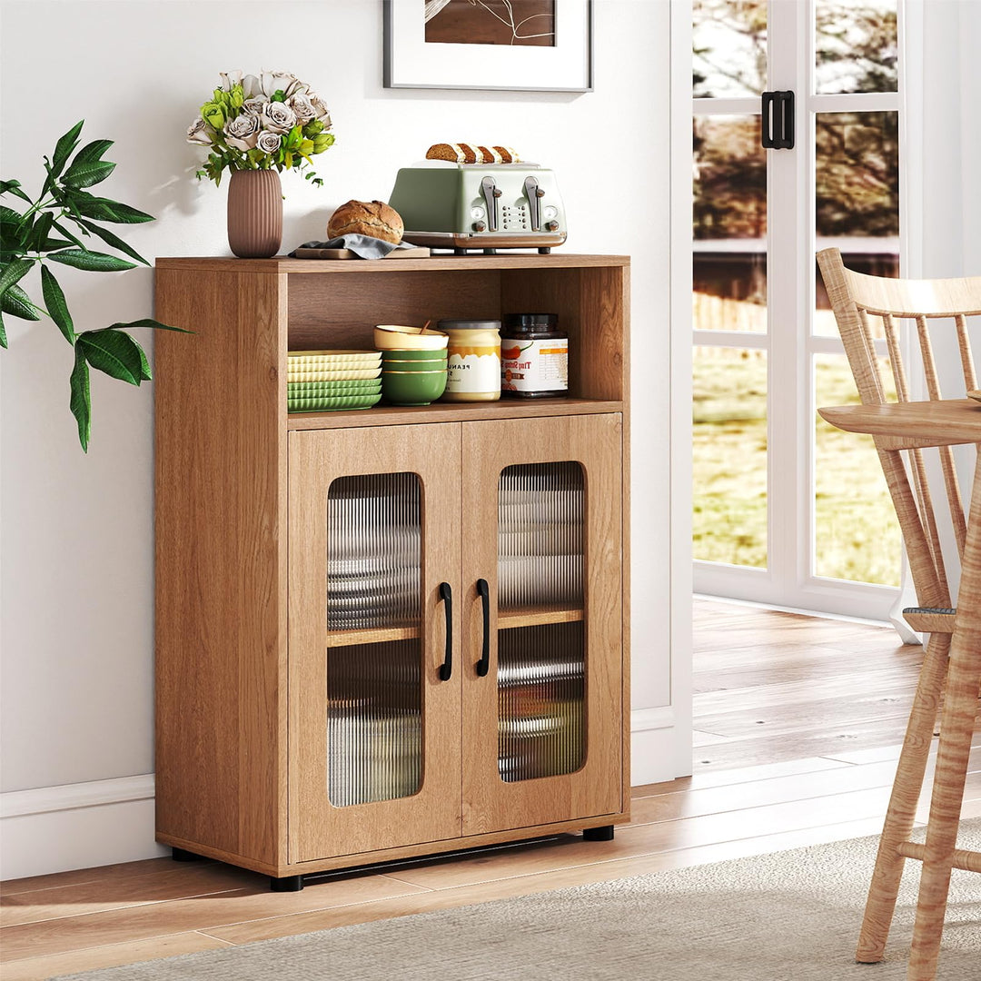 Giantex Bathroom Storage Cabinet with 2 Doors &amp; 3-Level Adjustable Shelf