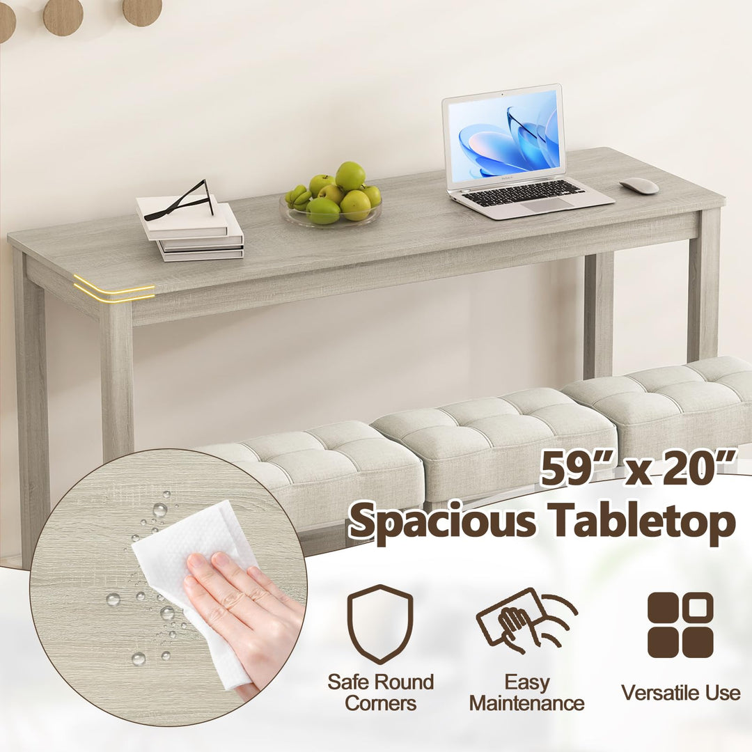 Giantex Counter Height Table with 3 Stools and 4-Piece Breakfast Nook Bar Set