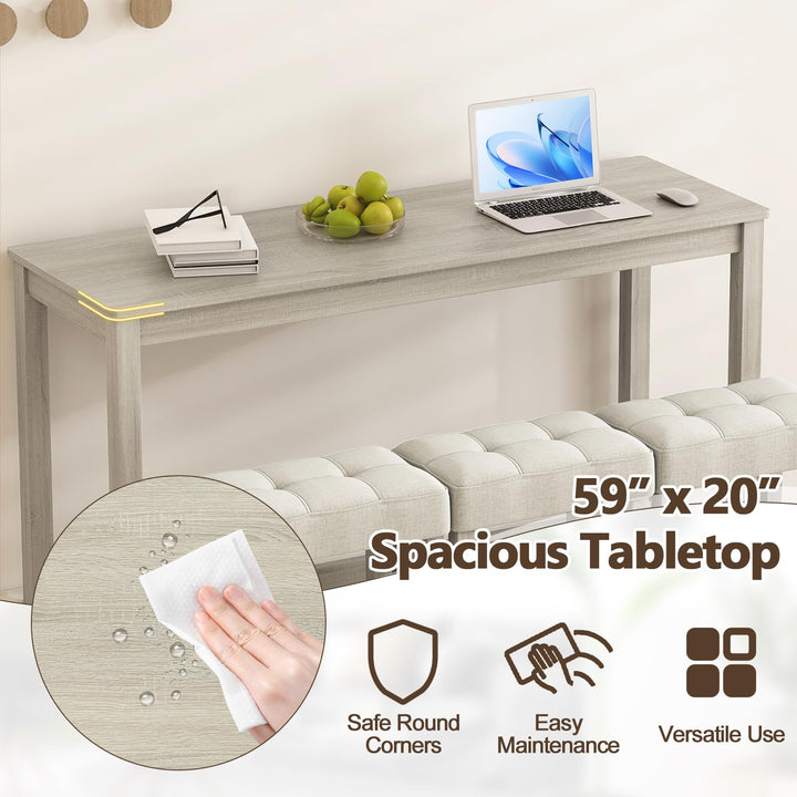 Giantex Counter Height Table with 3 Stools and 4-Piece Breakfast Nook Bar Set