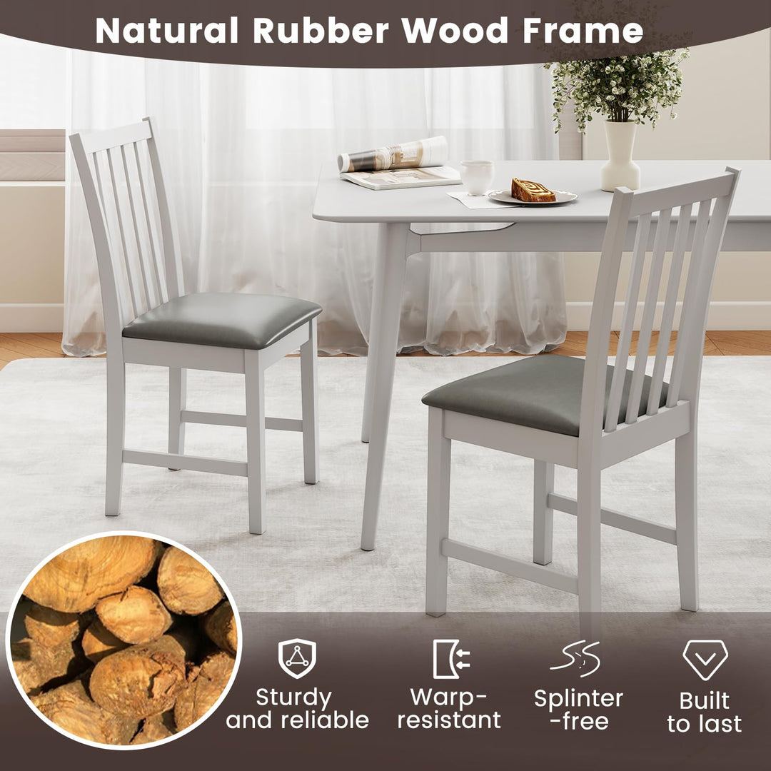 Giantex Wooden Dining Chairs Set of 2/4 Faux Leather Upholstered Kitchen Chair w/Rubber Wood Legs