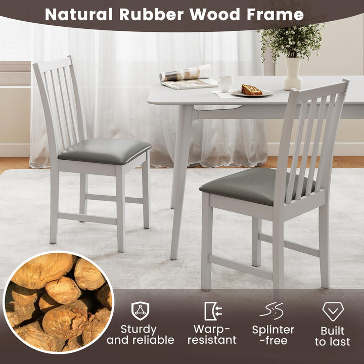 Giantex Wooden Dining Chairs Set of 2/4 Faux Leather Upholstered Kitchen Chair w/Rubber Wood Legs