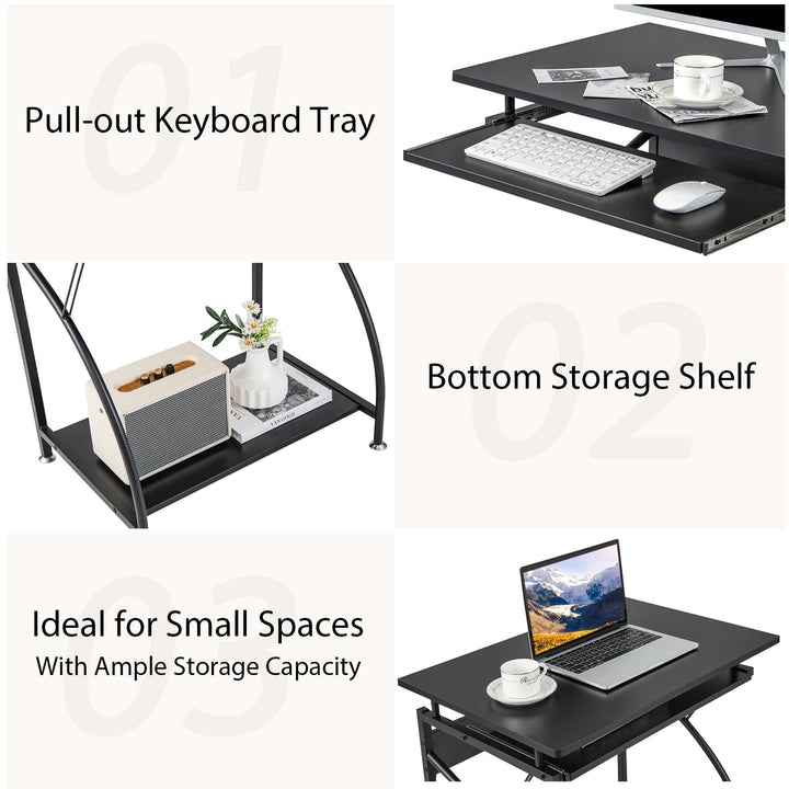 Giantex Computer Desk for Small Spaces, 27.5" Laptop Table with Pull-Out Keyboard Tray & Bottom Storage Shelf