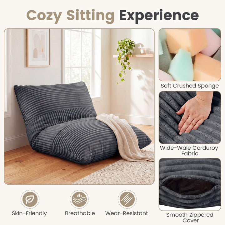 Giantex 3-in-1 Bean Bag Chair with Soft Crushed Sponge &amp; Comfy Corduroy Fabric