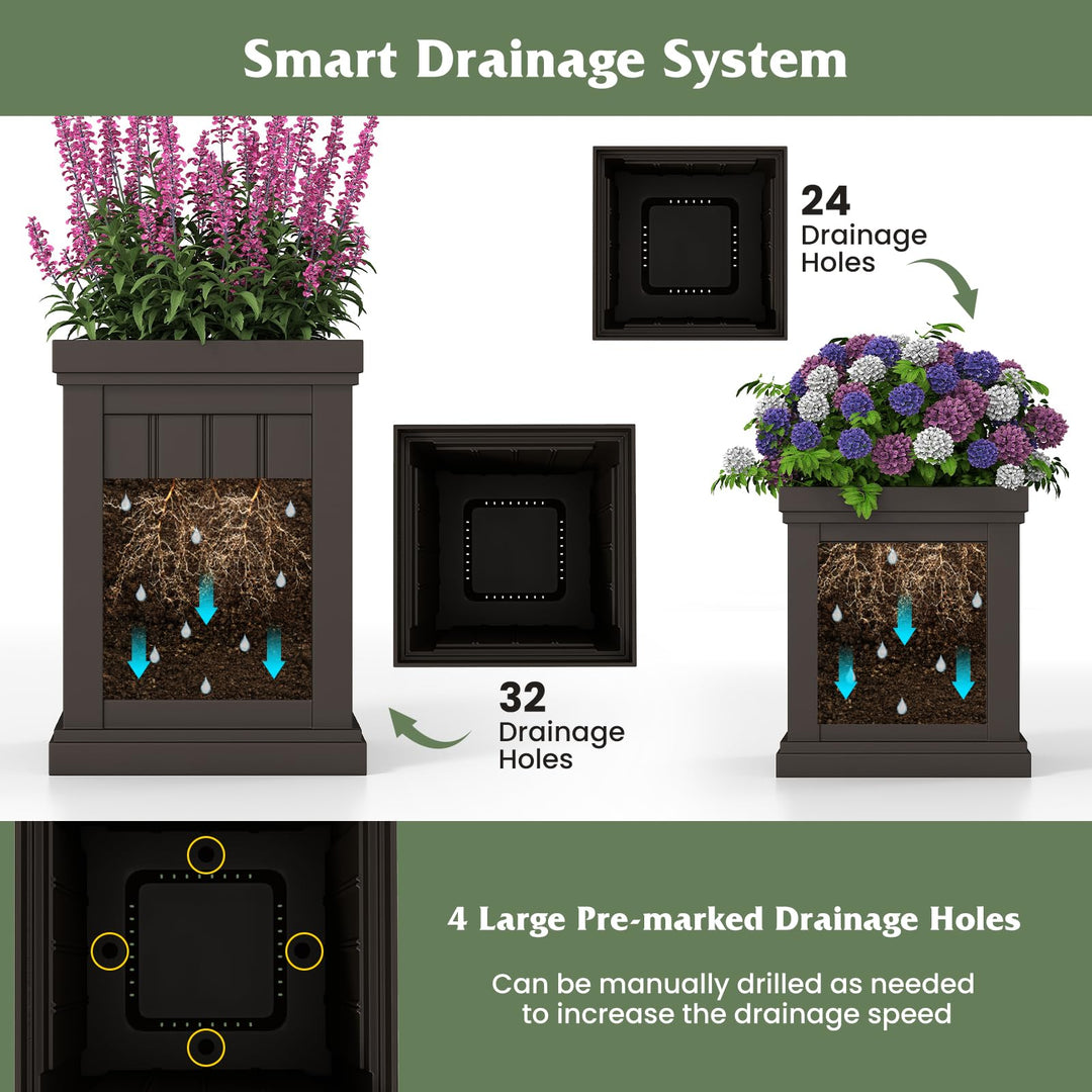 Giantex 19" Large & 13” Small Flower Pots with Drainage Holes & Nesting Design