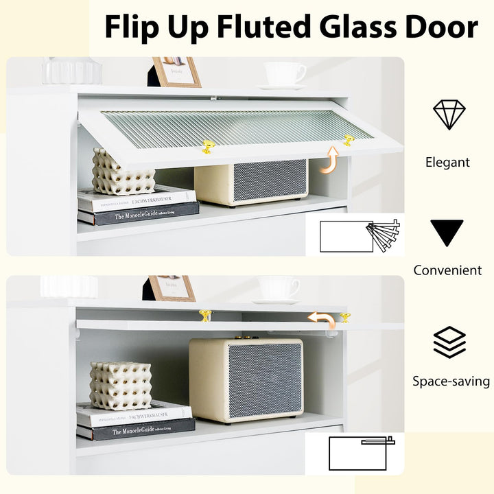 Giantex 4-Drawer Dresser with Flip Up Fluted Glass Door