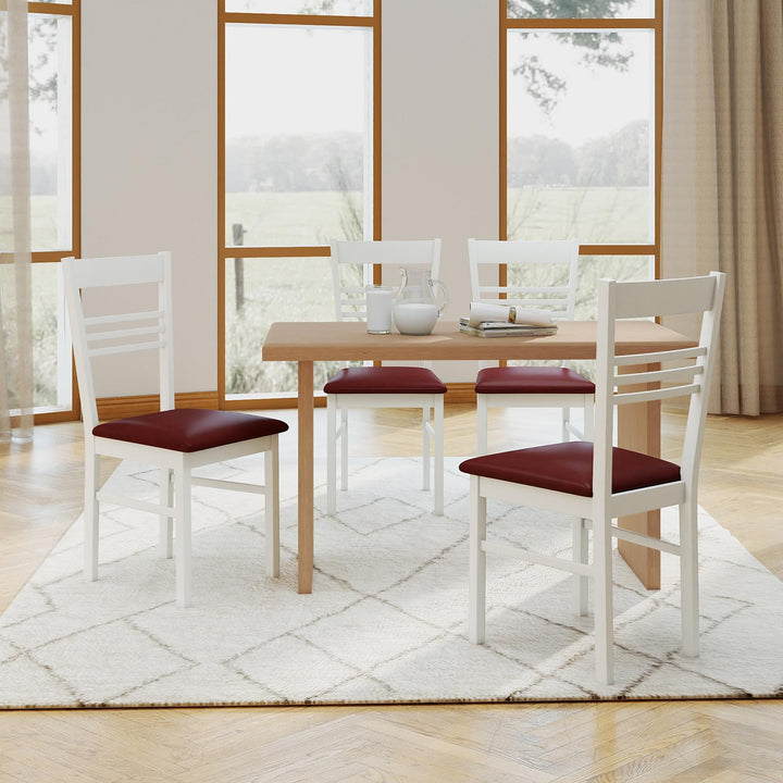 Giantex Wooden Dining Chairs Set of 2/4 Armless Kitchen Chairs w/Slat Backrest