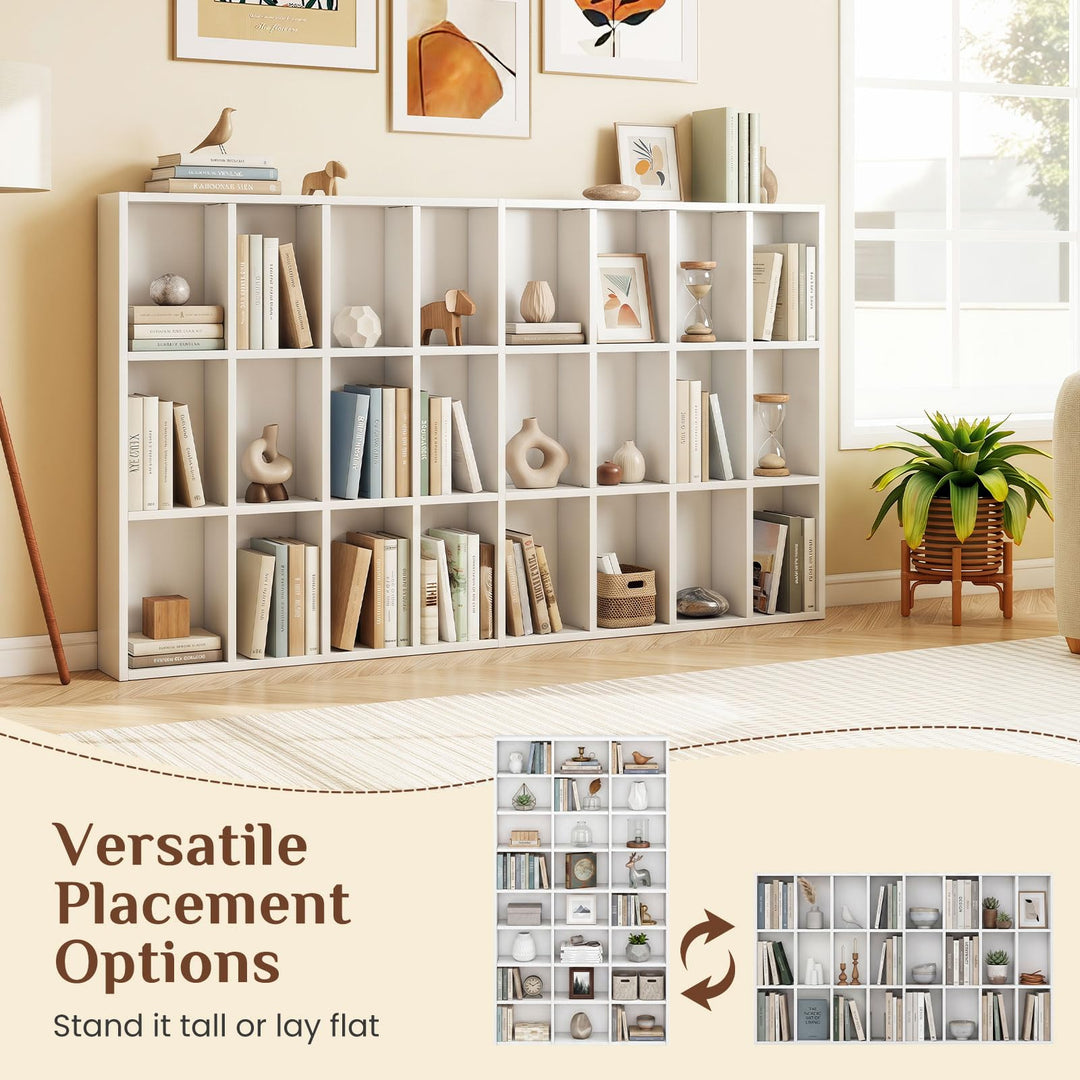 Giantex 70" Tall 8-Tier Large Bookcase with 24 Open Cube &amp; 18 Adjustable Display Storage Shelves