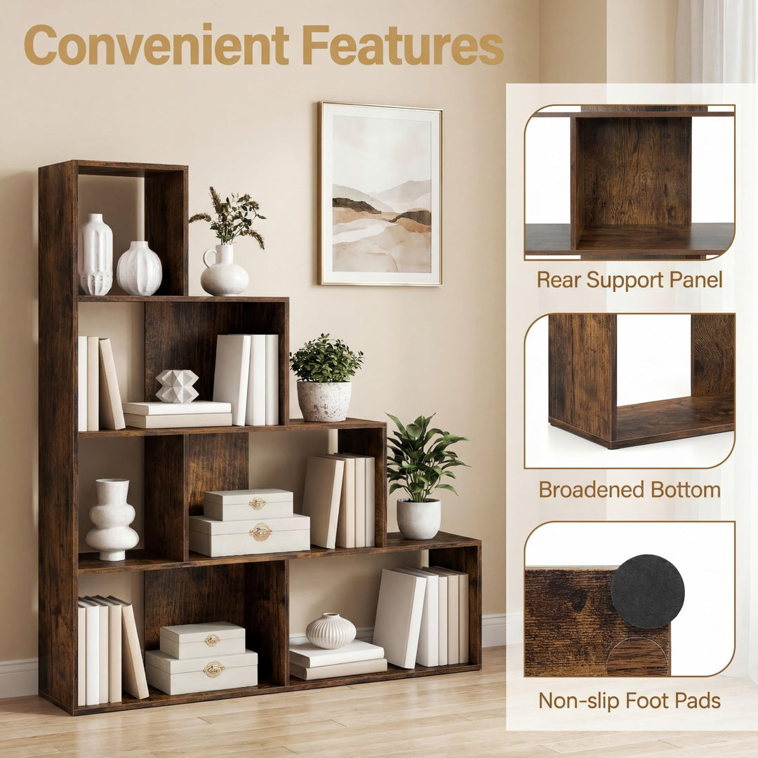 Giantex 6 Cube Geometric 4-Tier L-Shaped Bookcase with Cubes (1/2)