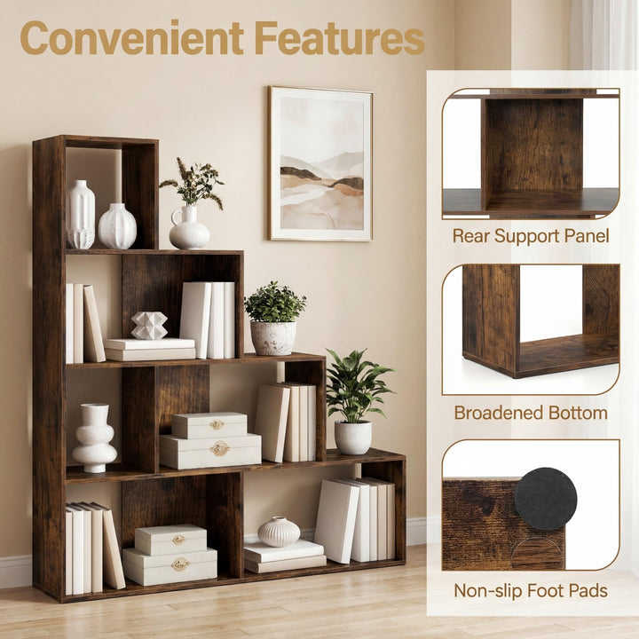 Giantex 6 Cube Geometric 4-Tier L-Shaped Bookcase with Cubes (1/2)