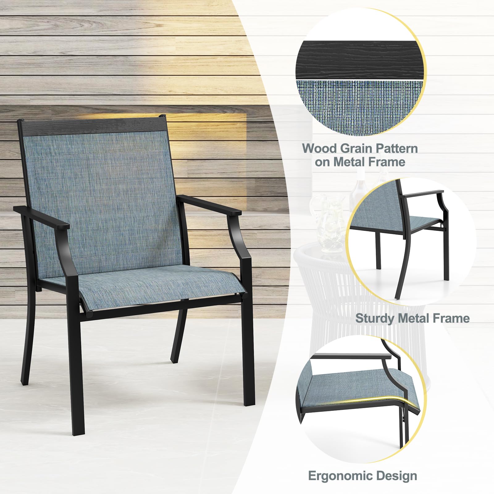 Giantex Patio Chairs Set of 2, All Weather Resistant Outdoor Chairs for Front Porch Lawn Garden Yard