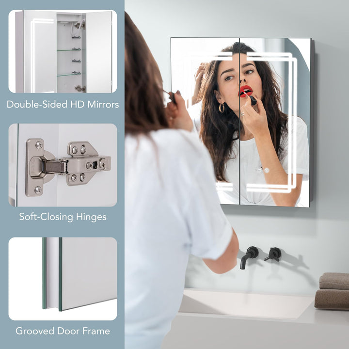 Giantex Bathroom Medicine Cabinet with 3 Light Colors