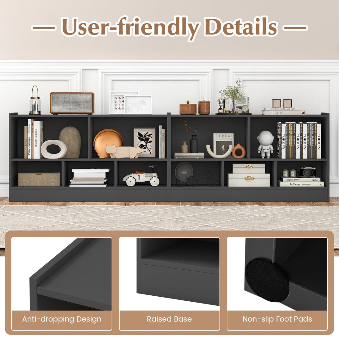 Giantex 5-Cube Bookcase, Freestanding 3-Tier Bookshelf with Spacious Top & Raised Base
