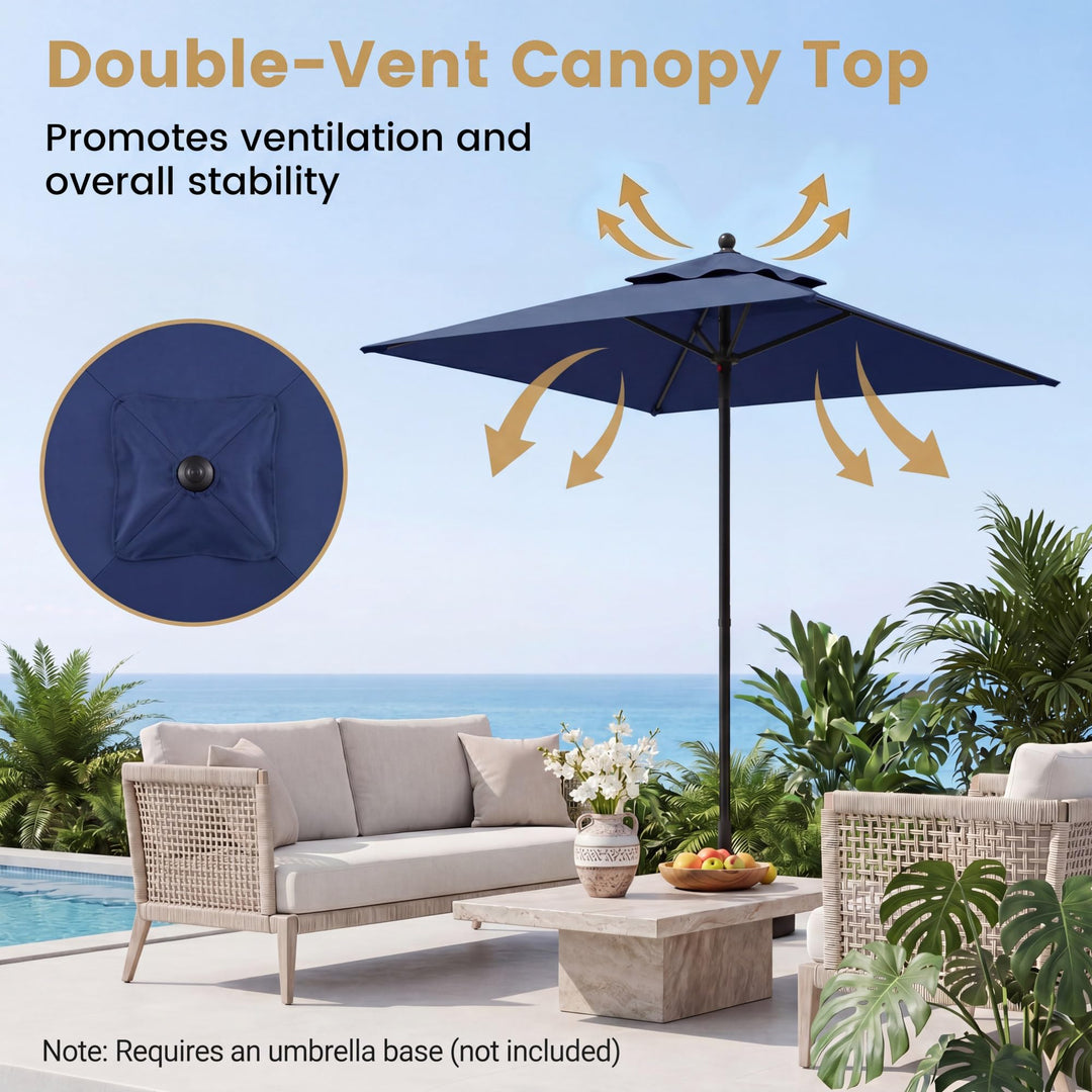 Giantex Square Patio Umbrella with Push Bottom Tilt &amp; 4 Sturdy Ribs