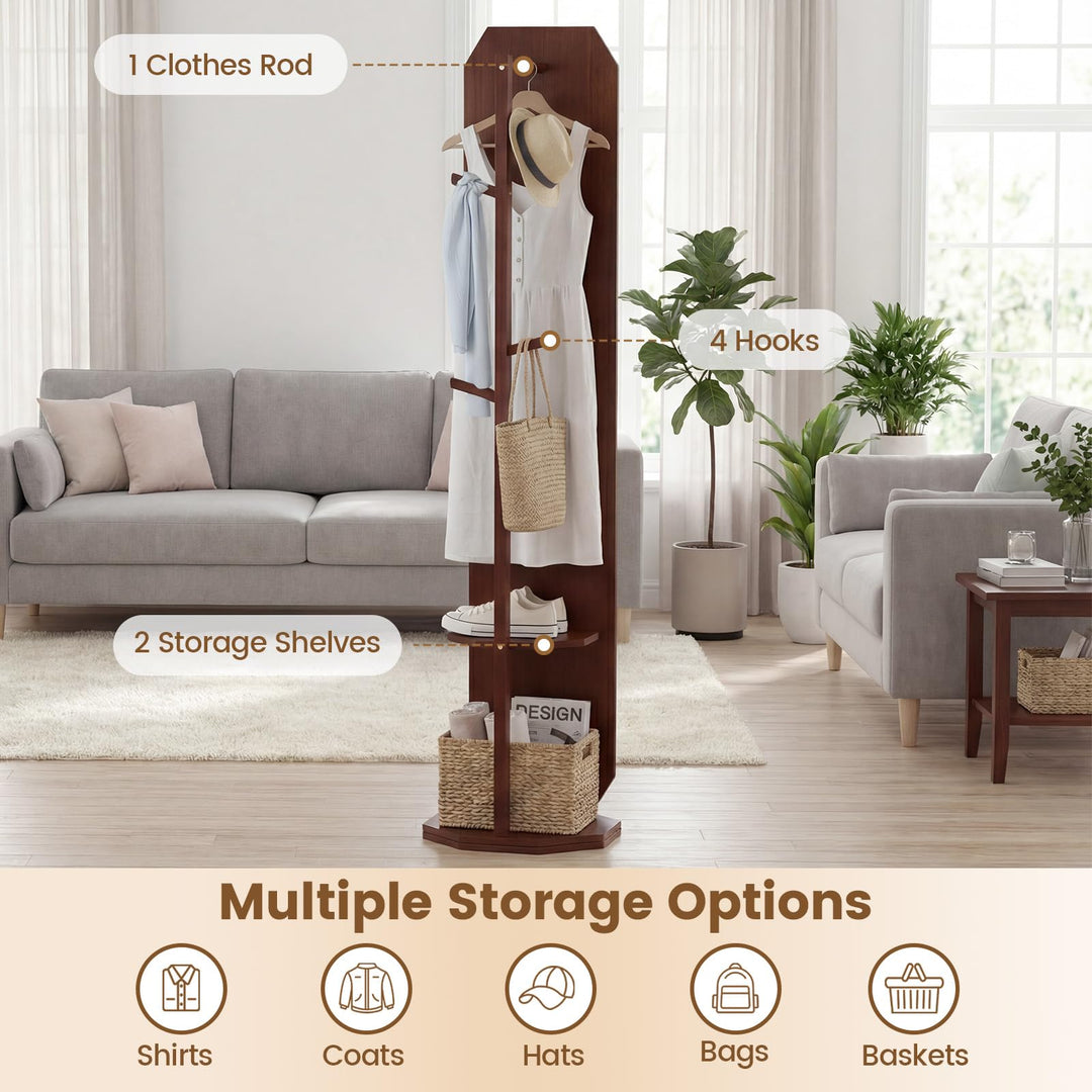 CHARMAID Swivel Full Length Mirror with Coat Rack