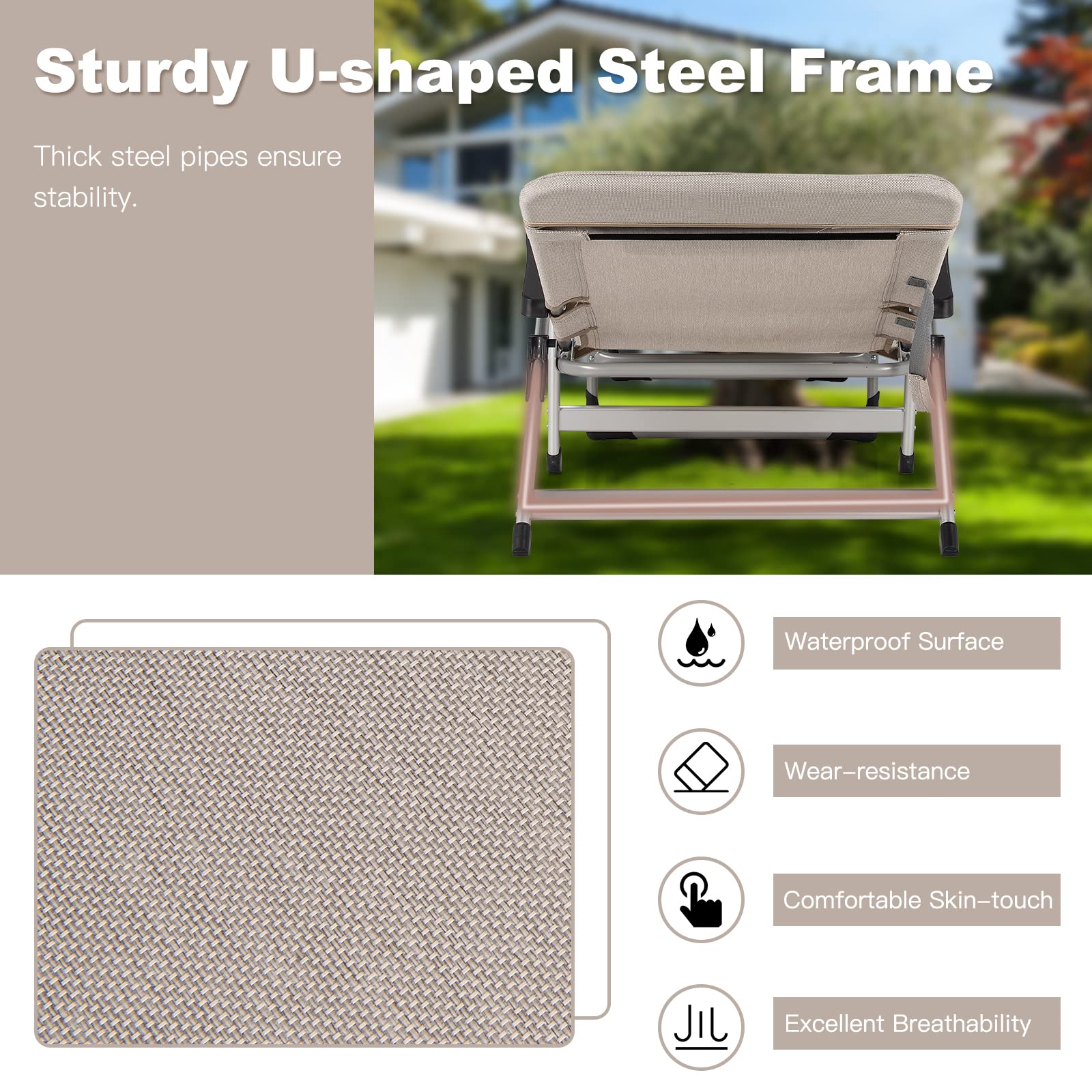 Patio Chaise Lounge Chair 7 Adjustable Position Folding Camping Cot