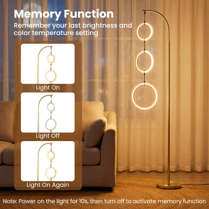 Giantex 71'' Modern 3-Ring LED Floor Lamp