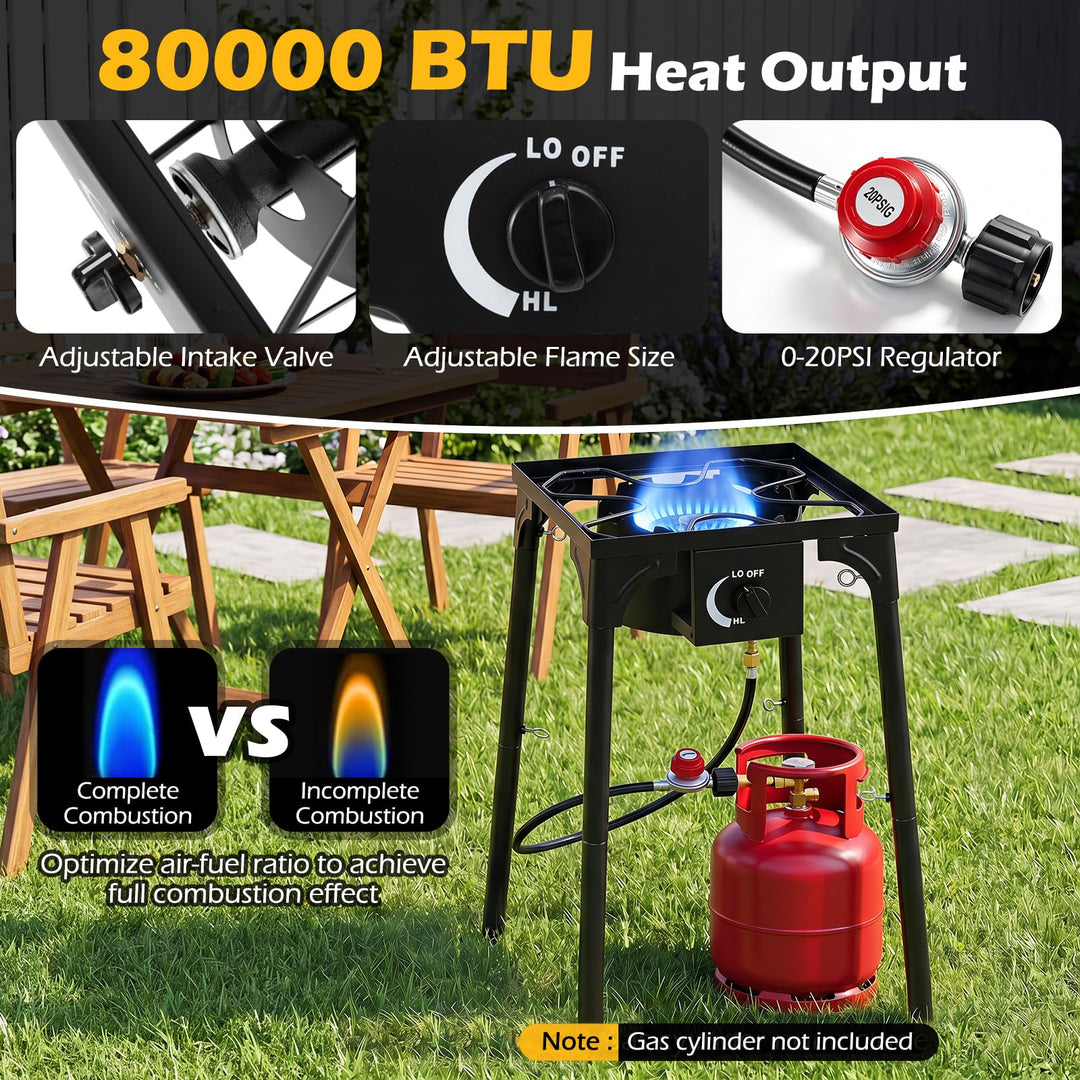 Giantex Single Burner Propane Gas Stove | 80,000 BTU High Pressure Camping Cooker