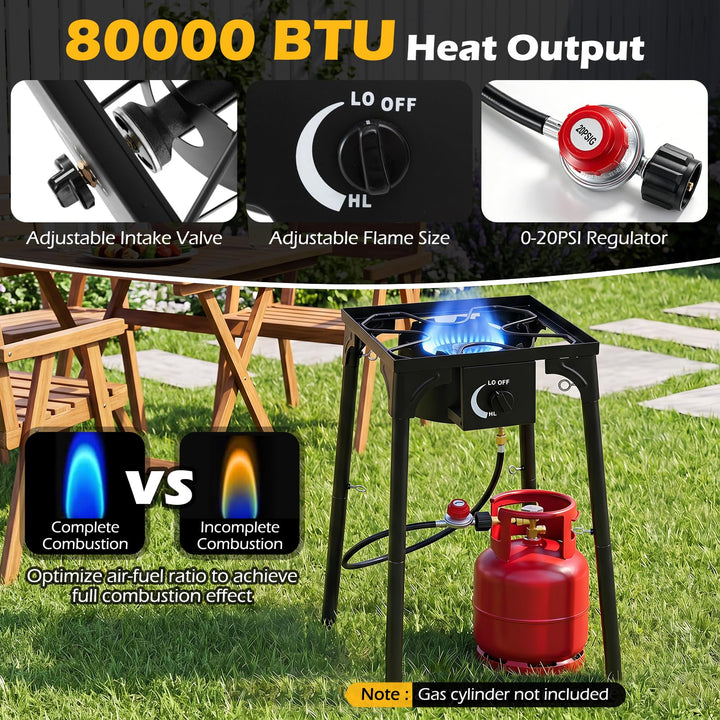 Giantex Single Burner Propane Gas Stove | 80,000 BTU High Pressure Camping Cooker
