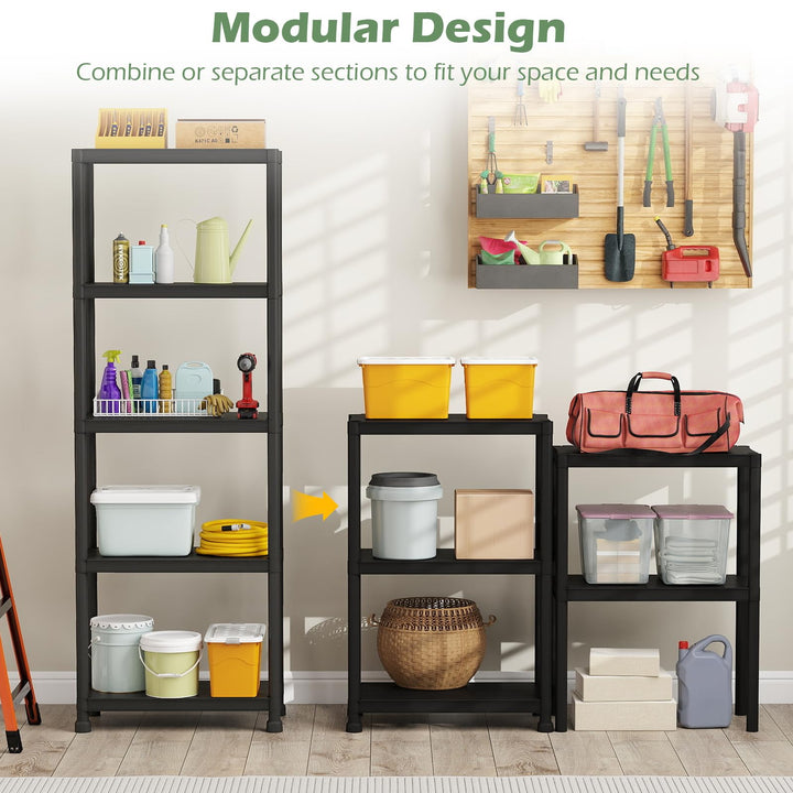 Giantex 5-Tier Heavy-Duty Plastic Storage Shelves (24" x 12.5" x 69")