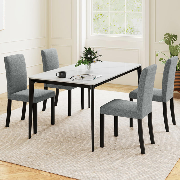 iantex Upholstered Dining Chairs Set of 2/4 Mid-Century Modern Fabric Parson Chair w/Rubber Wood Legs