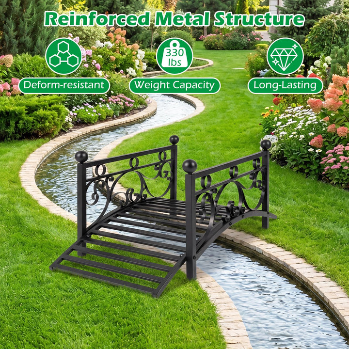 Giantex 3.3 FT Garden Metal Bridge with Dual Patterned Side Rails