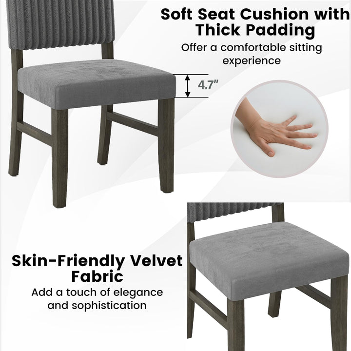 Giantex Dining Chairs Set of 2/4 Mid-Century Velvet Fabric Upholstered Chairs with Rubber Wood Legs Thick Padded Seat