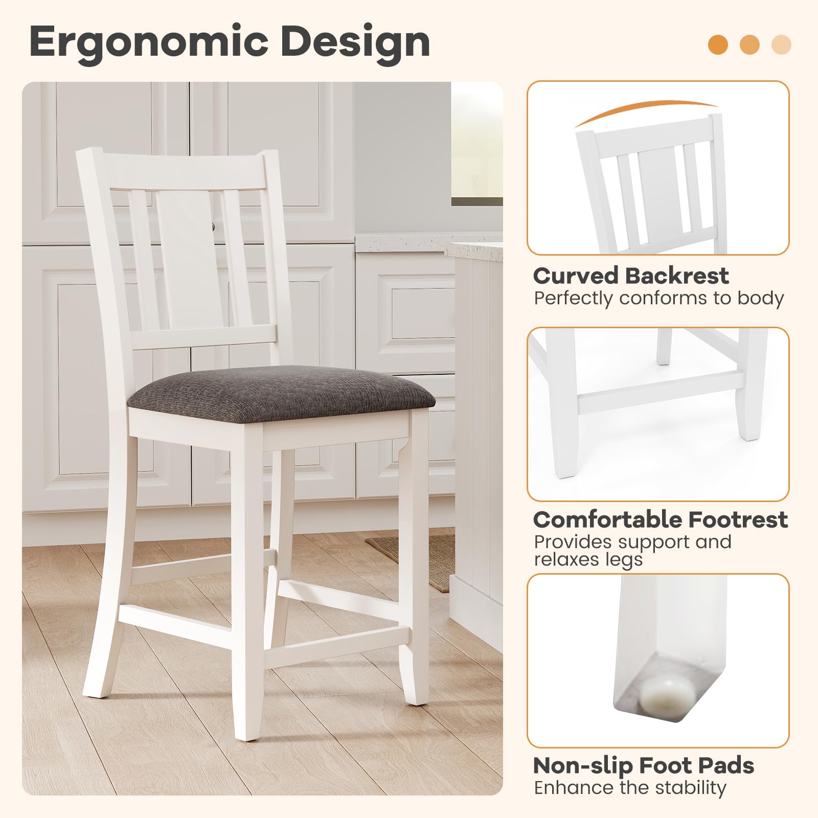 Giantex 24 Inch Modern Counter Height Stools with Footrest