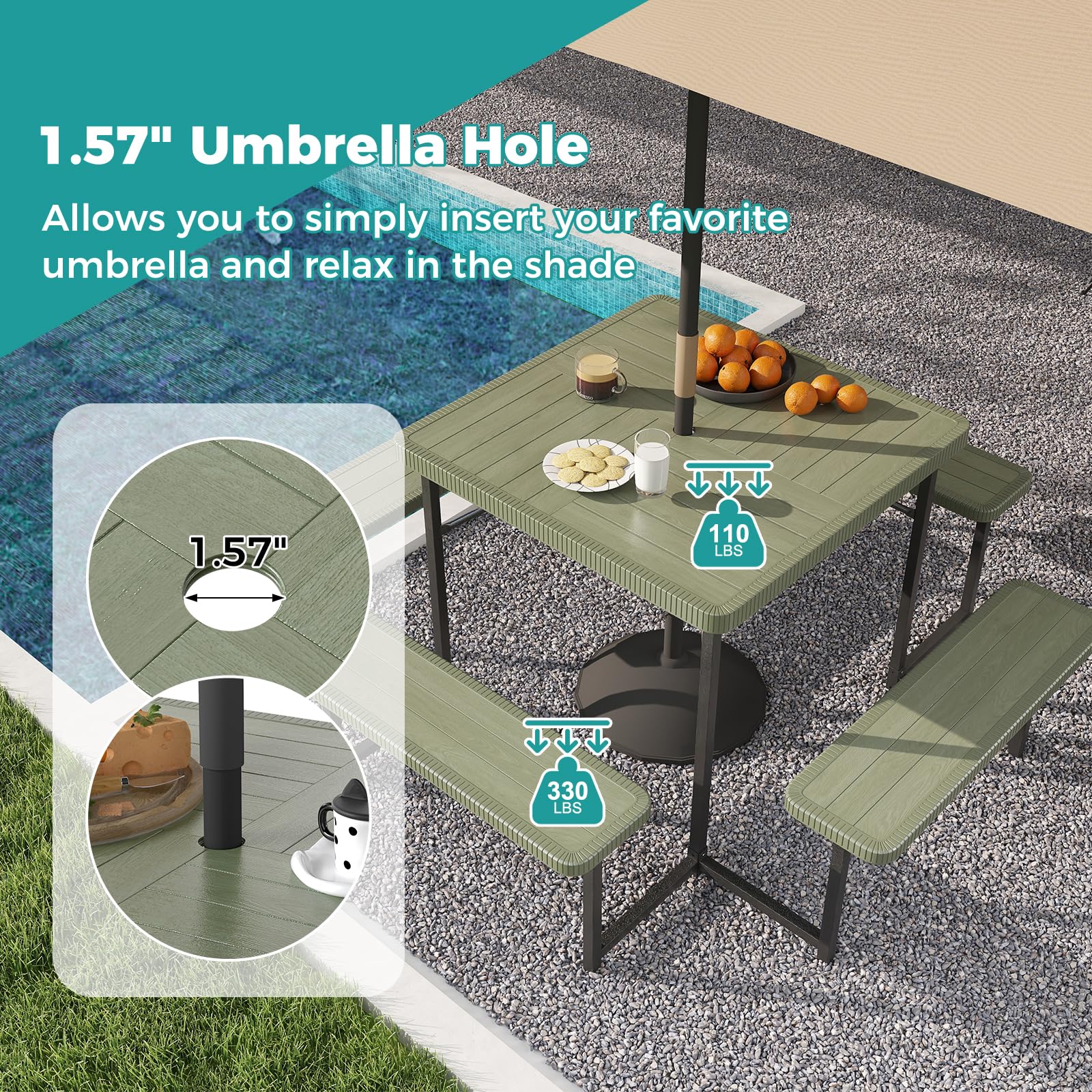 Giantex Picnic Table Bench Set for 4 to 8 People