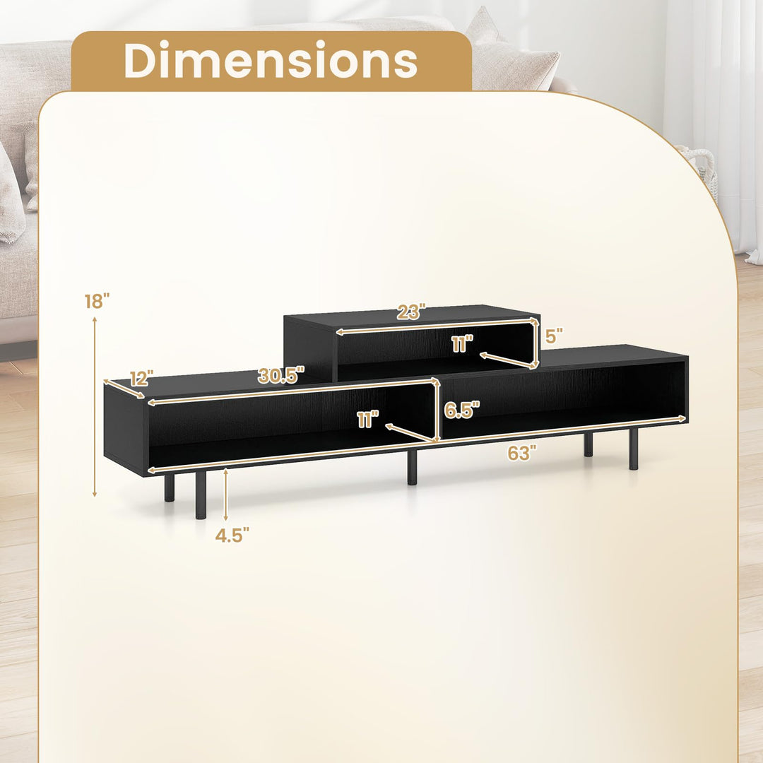 Giantex 3 Cubby TV Stand for 55/65/70 Inch TV | 63" Modern Entertainment Center