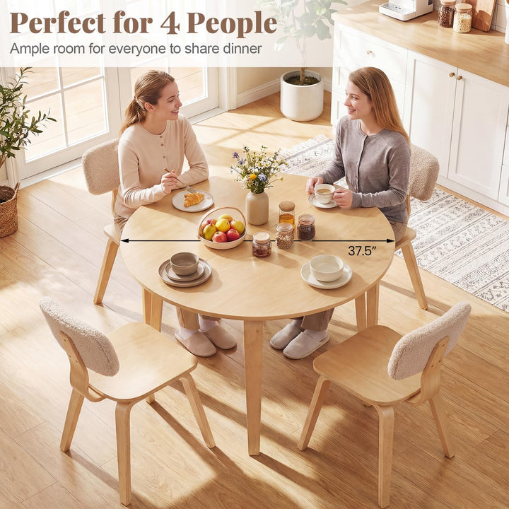 Giantex 37.5" Wooden Kitchen Table with Solid Rubber Wood Legs