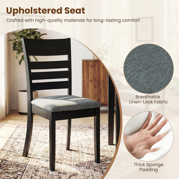 Giantex Wooden Upholstered Kitchen Chair w/Rubber Wood Frame (2/4)
