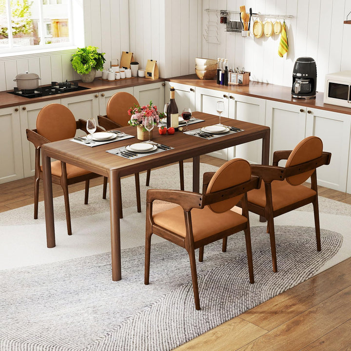 Giantex Set of 2/4 Wooden Dining Chair PU Leather Upholstered Armchairs