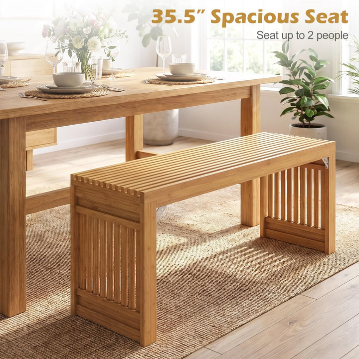 GIANTEX 35.5" Bamboo Dining Bench with Solid Widened Legs (1/2)