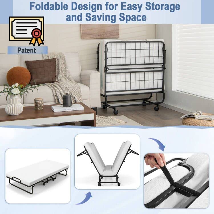 Sturdy and Durable Metal Folding Bed with Mattress