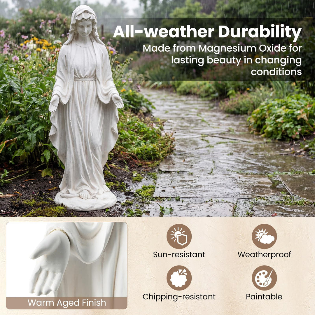 Giantex Virgin Mary Garden Statue 29.5" | Blessed Mother Outdoor Religious Statue with Serpent