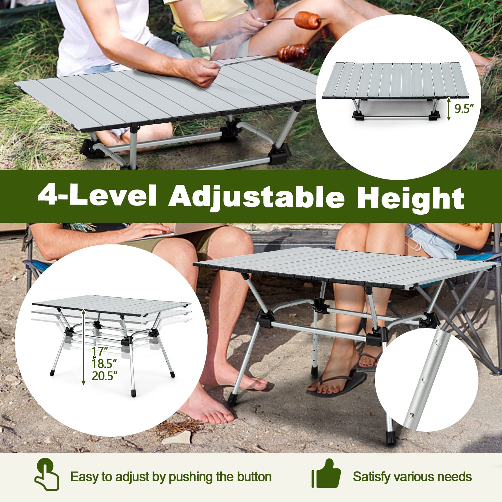 Giantex Folding Camping Table, Heavy-Duty Outdoor Folding Table w/Carry Bag