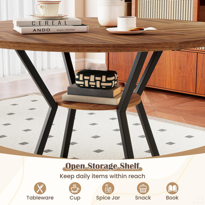 Giantex 47-inches Round Dining Table for 4 | Circle Dinner Tables for Dinette Living Room