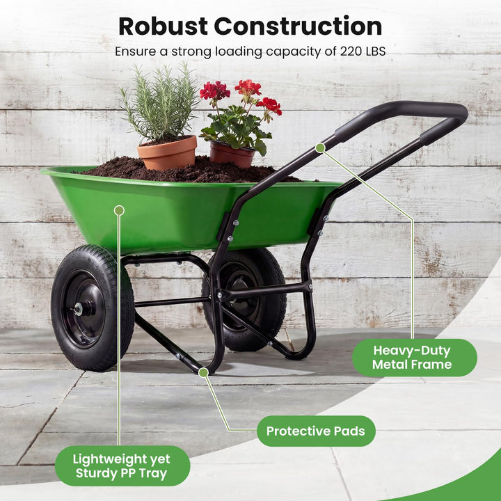 Giantex Dual-Wheel Garden Cart for Outdoor Yard Lawn Gardening Construction Use