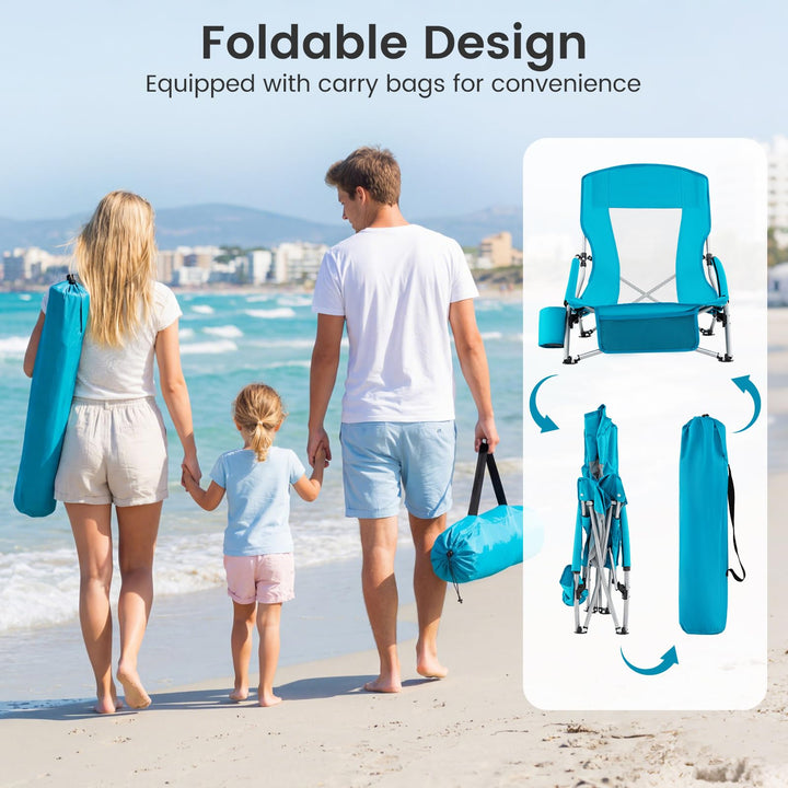 Giantex 2 Pack Folding Beach Chairs for Adults for Picnic Hiking &amp; Travel
