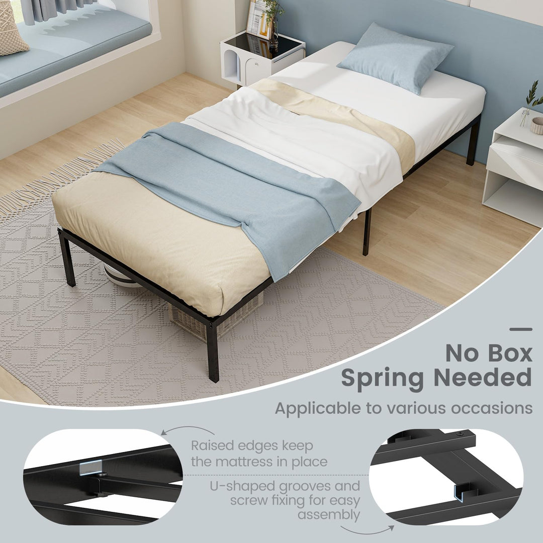 Giantex Twin Bed Frame, 14 Inch Metal Platform Bed with Under Bed Storage Space, Heavy-Duty Steel Slat Mattress Foundation