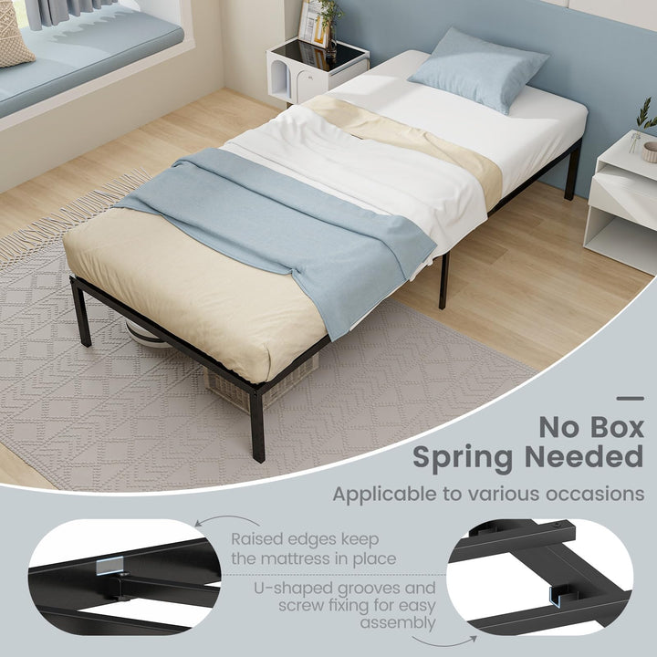 Giantex Twin Bed Frame, 14 Inch Metal Platform Bed with Under Bed Storage Space, Heavy-Duty Steel Slat Mattress Foundation