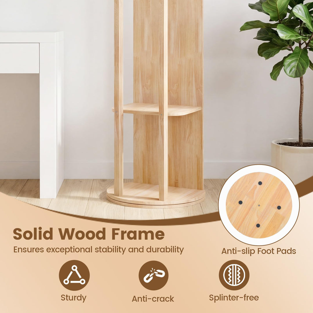 CHARMAID 66" x 19" Swivel Full Length Mirror with Coat Rack