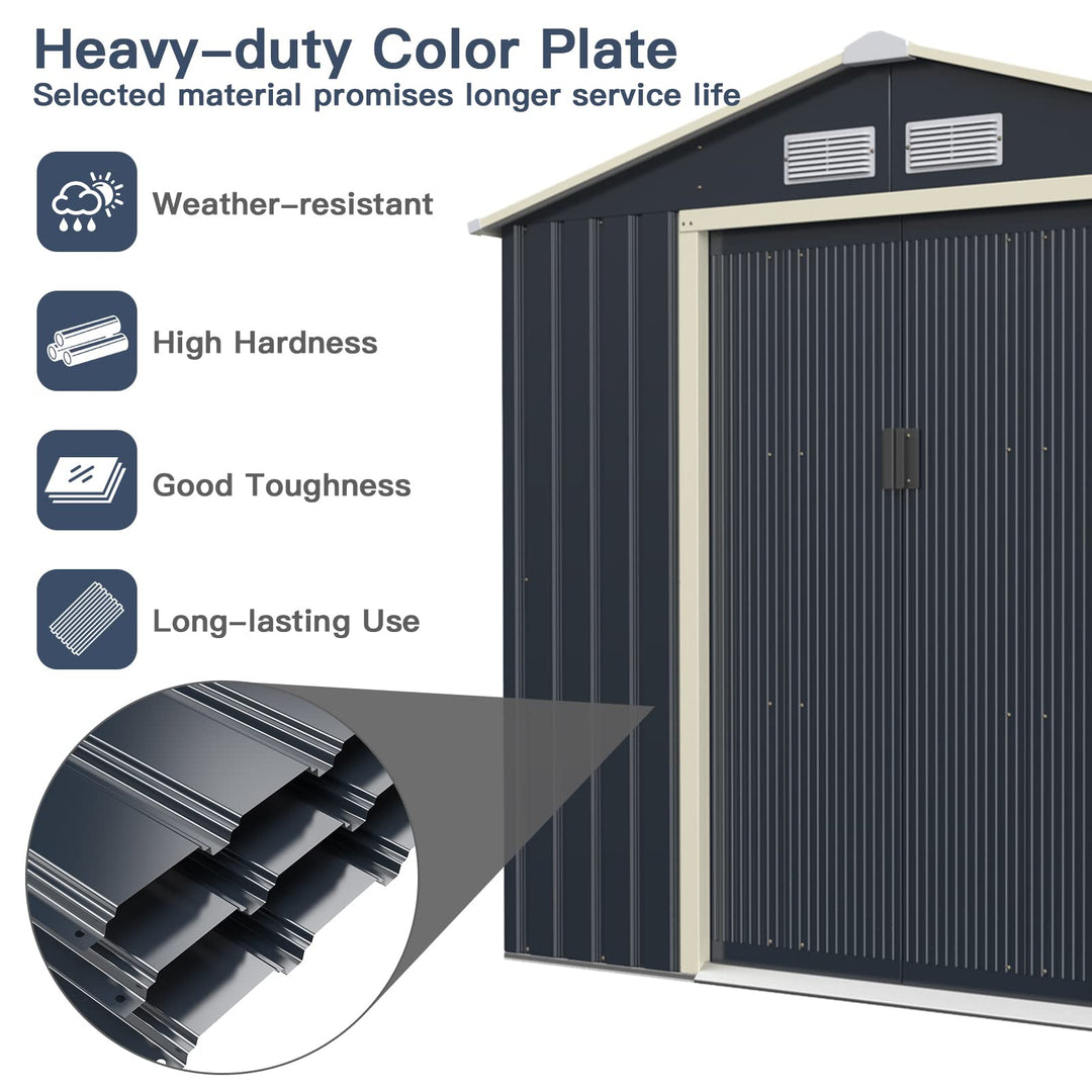 Outdoor Storage Shed with Double Sliding Door