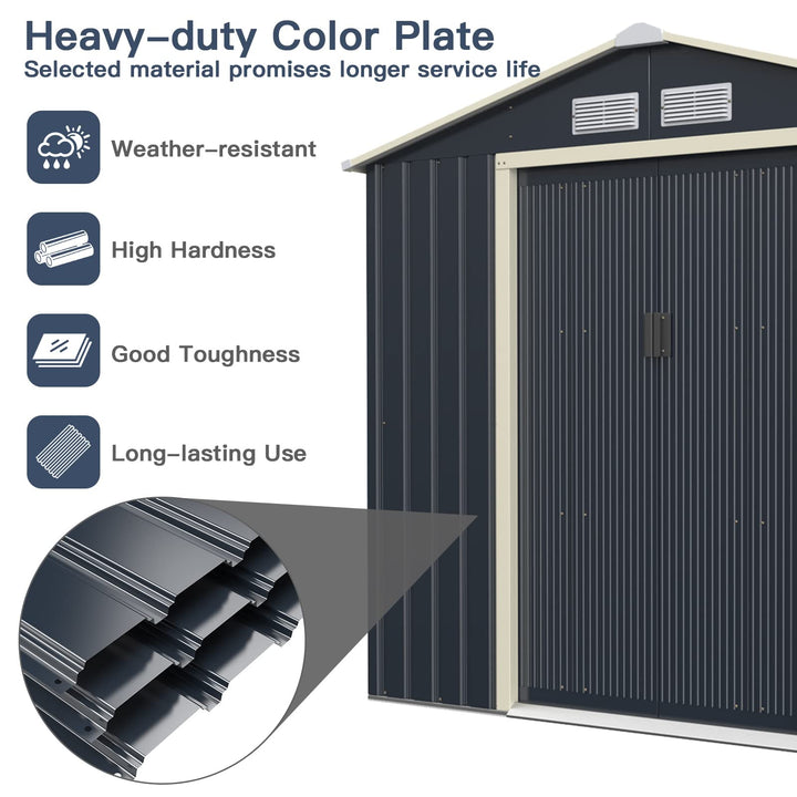 Outdoor Storage Shed with Double Sliding Door