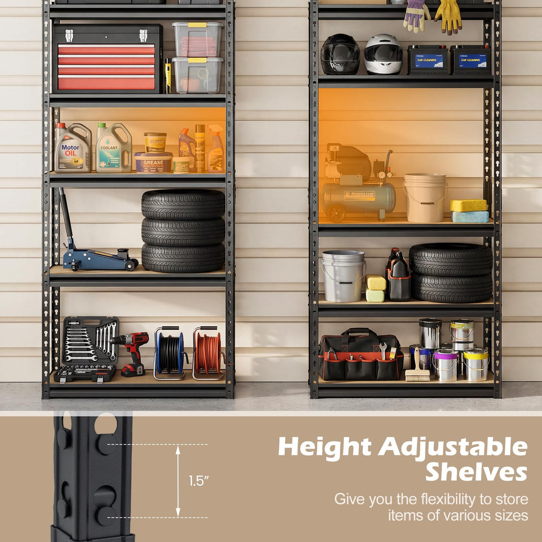 Giantex 5-Tier Metal Storage Shelves Heavy Duty Garage Shelving Units(1/2/3/4,30" W x 12" D x 60" H)